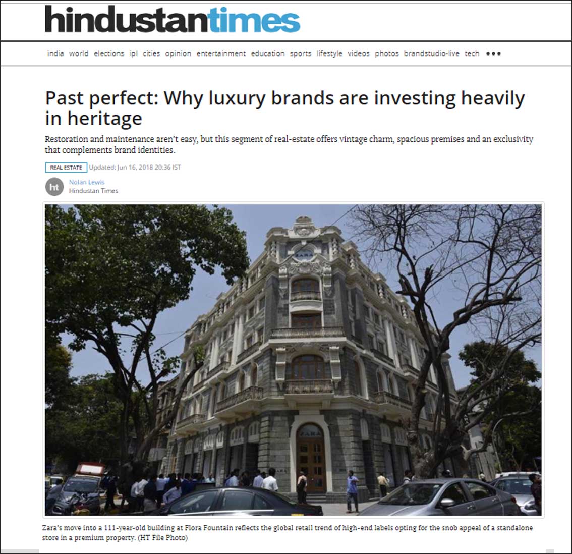 Past:Perfect: Why luxury brands and investing heavily in heritage, Hindustan times - June 2018